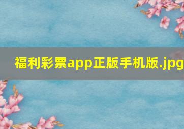 福利彩票app正版手机版