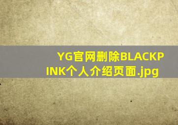 YG官网删除BLACKPINK个人介绍页面