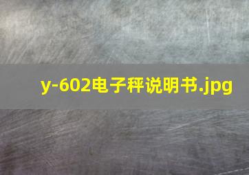 y-602电子秤说明书