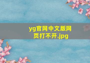 yg官网中文版网页打不开
